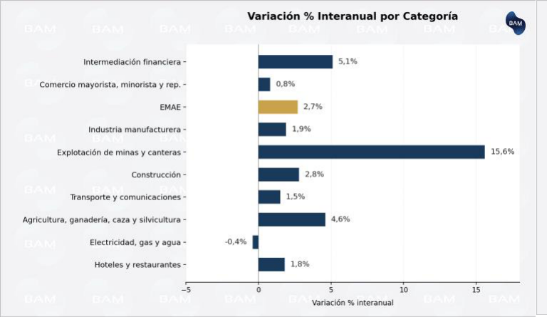 EMAE, variación interanual por categoría